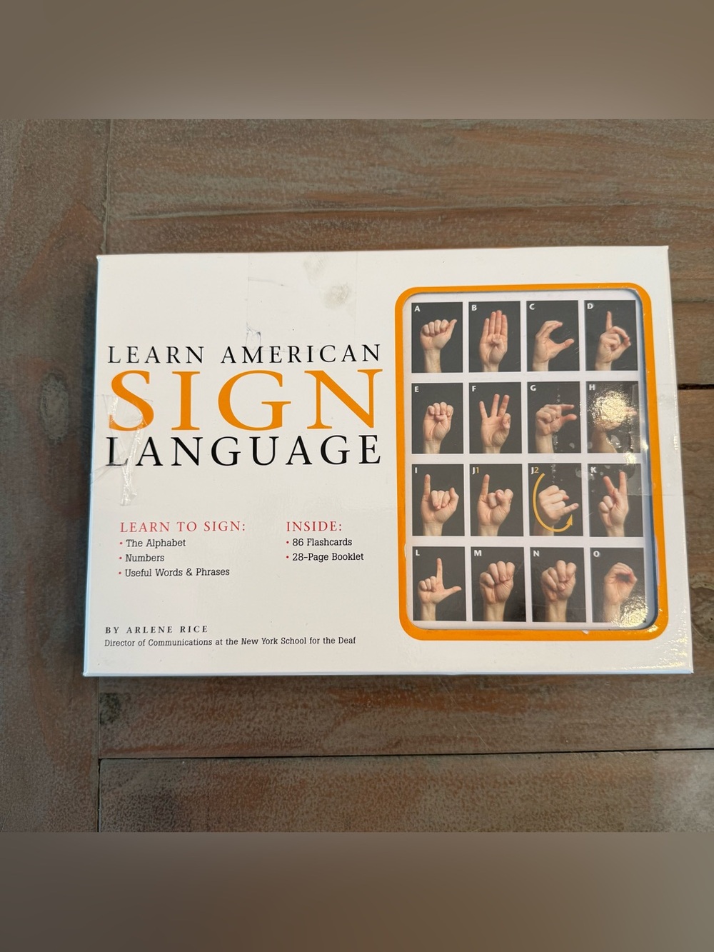 Learn American Sign Language Flashcards - White & Orange Box